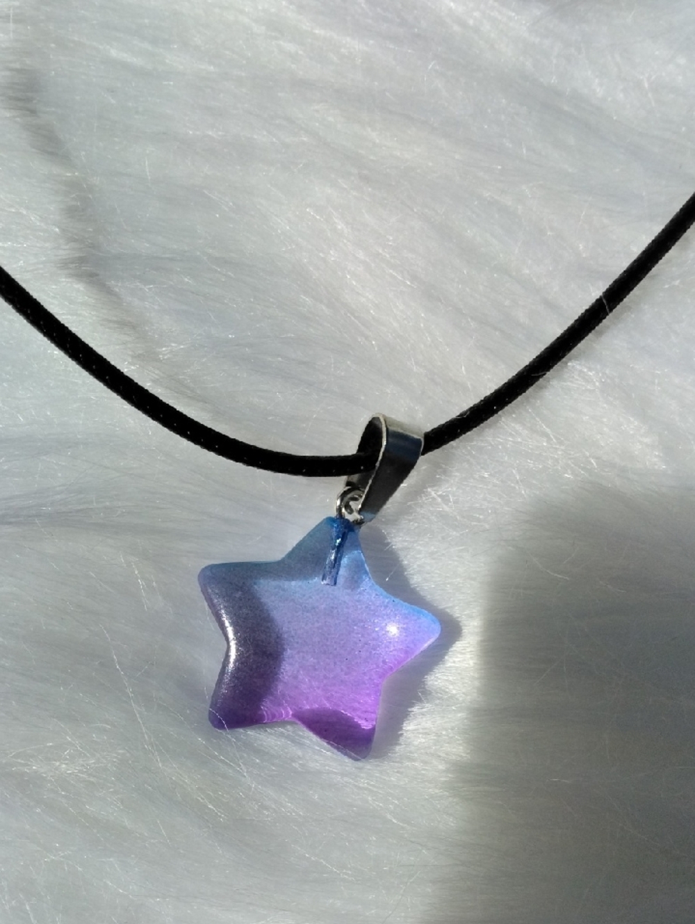 Magical Iridiscent Blue-Purple Star Pendant Necklace for Women